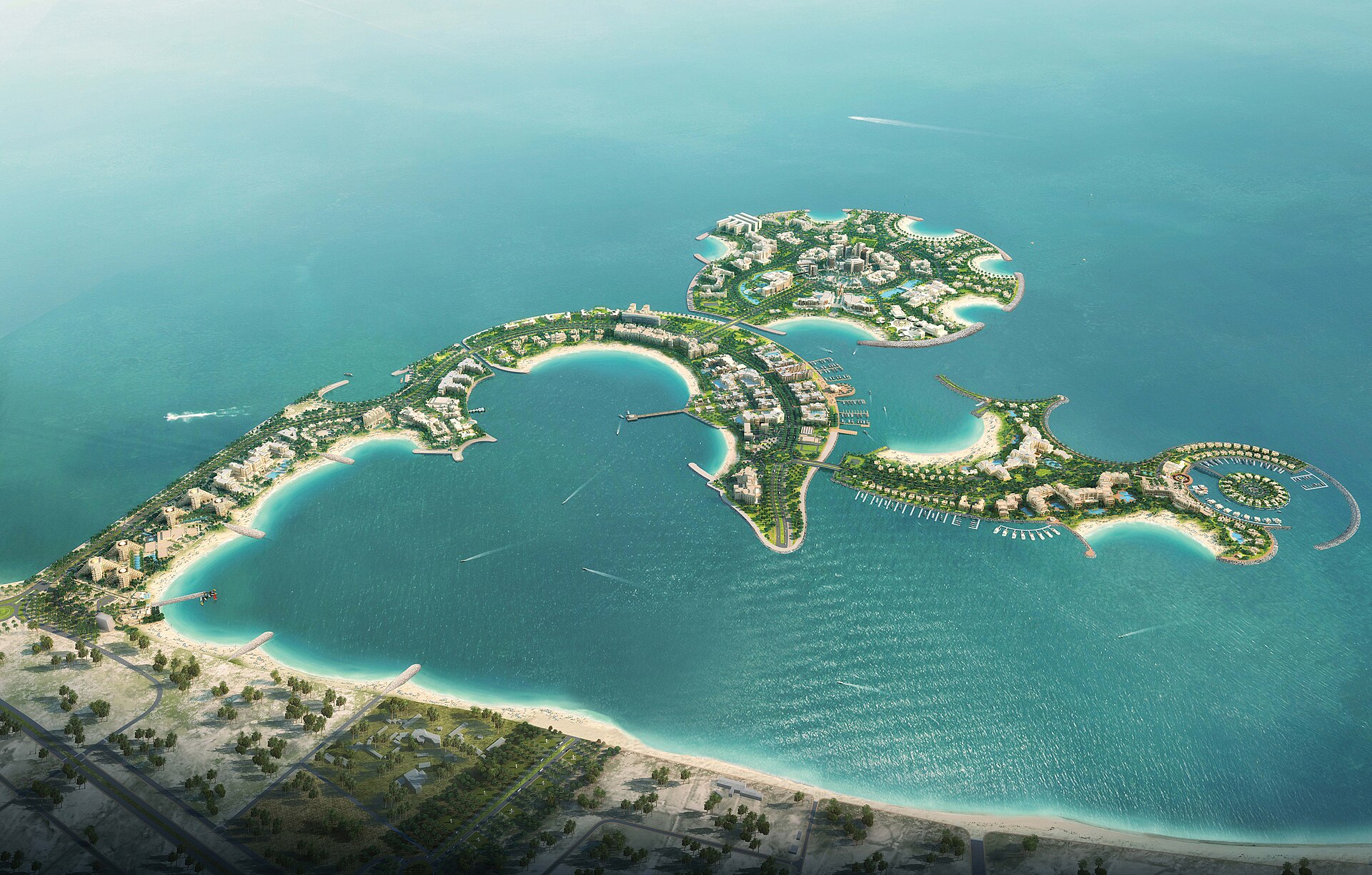Al Marjan Island waterfront and resort geography