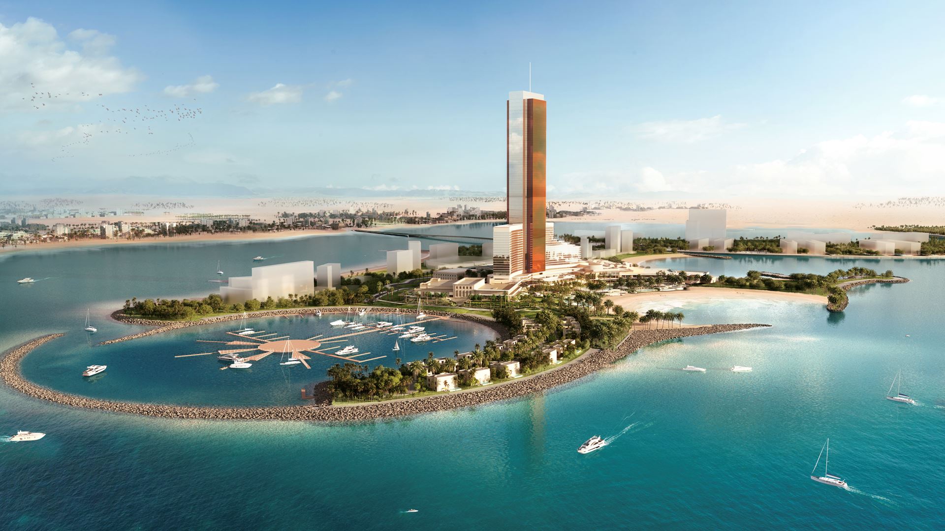 Wynn Al Marjan Island resort render on Ras Al Khaimah waterfront